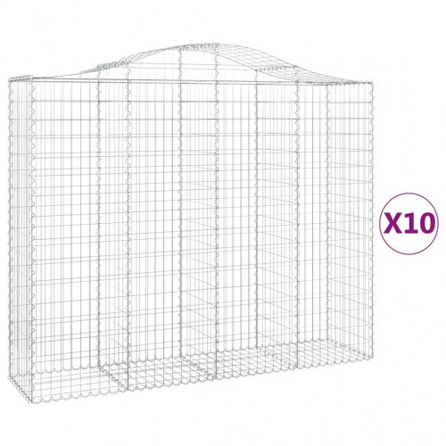 Buede gabionkurve - 10 stk. 200×50×160/180 cm i galvaniseret jern