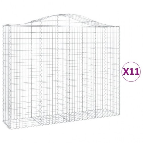 Buede gabionkurve - 11 stk. 200×50×160/180 cm i galvaniseret jern