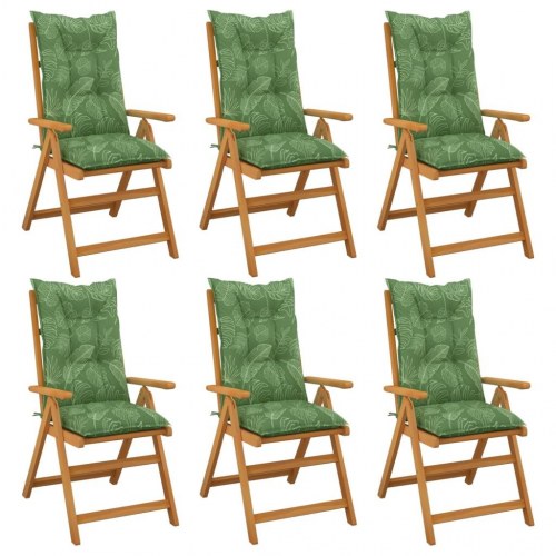 Stolehynder m. høj ryg 6 stk. 120x50x7 cm stof bladmønster