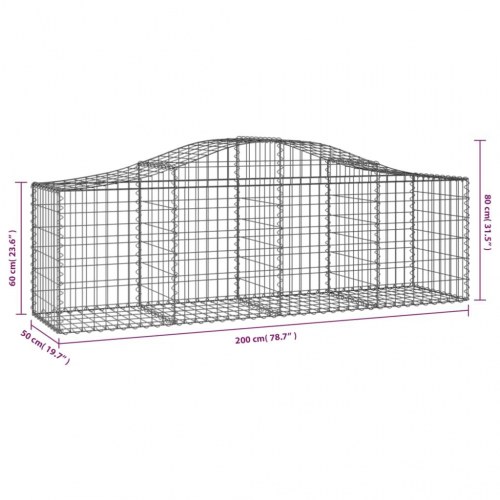 Buede gabionkurve - 9 stk. 200×50×60/80 cm i galvaniseret jern