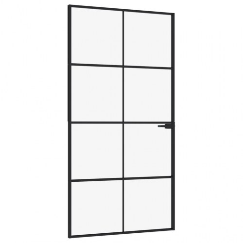 Glasdør 102,5×201,5 cm - hærdet glas og sort aluminiumsramme