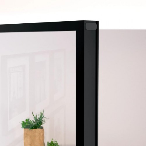 Glasdør 102,5×201,5 cm - hærdet glas og sort aluminiumsramme