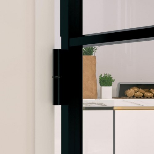 Glasdør 102,5×201,5 cm - hærdet glas og sort aluminiumsramme