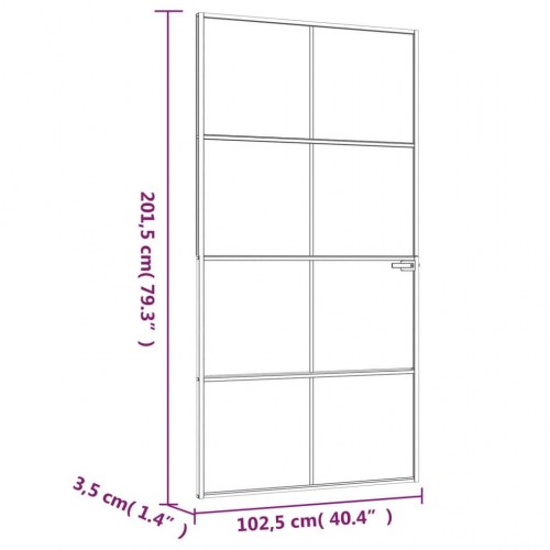 Glasdør 102,5×201,5 cm - hærdet glas og sort aluminiumsramme