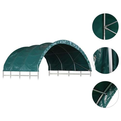 Læskur til husdyr 3,7x3,7 m PVC grøn