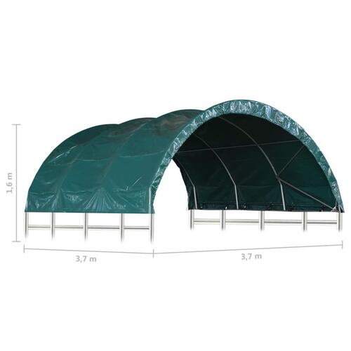 Læskur til husdyr 3,7x3,7 m PVC grøn