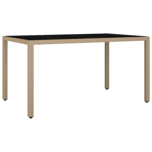 Havebord med glasbordplade polyrattan og hærdet glas beige