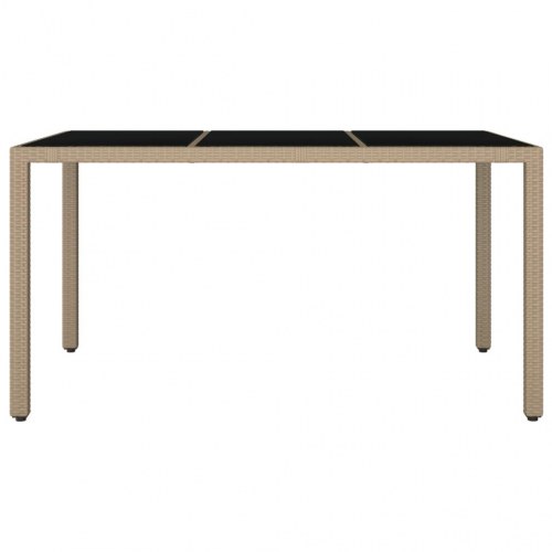 Havebord med glasbordplade polyrattan og hærdet glas beige