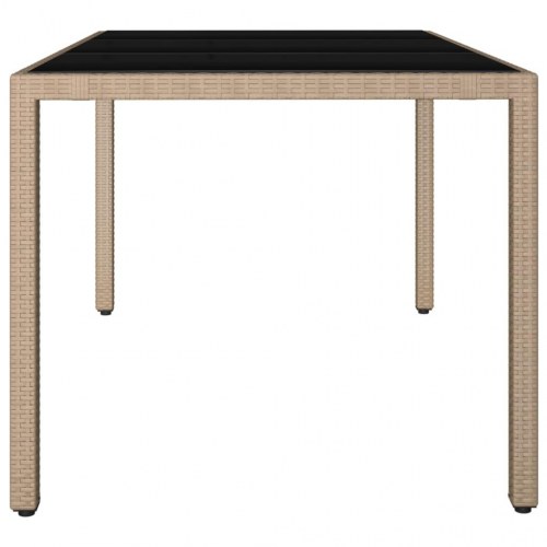 Havebord med glasbordplade polyrattan og hærdet glas beige