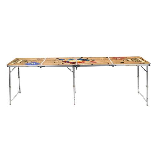 foldbart beer pong-bord 240x60x55 MDF og aluminium