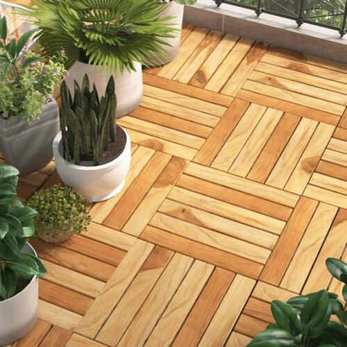 Terrassebrædder 20 stk. 30x30 cm lodret mønster massivt teak