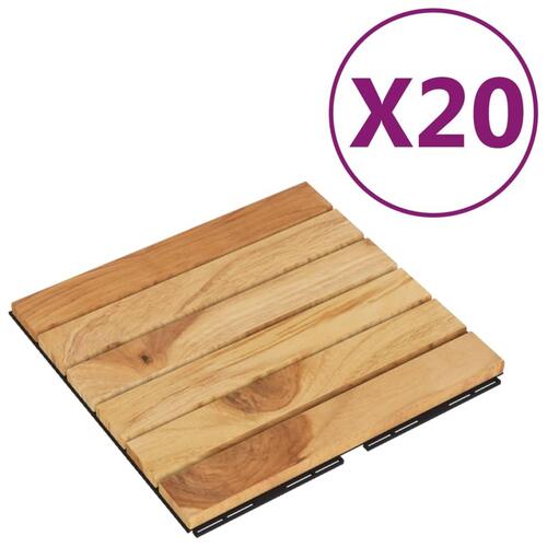 Terrassebrædder 20 stk. 30x30 cm lodret mønster massivt teak