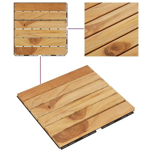 Terrassebrædder 20 stk. 30x30 cm lodret mønster massivt teak