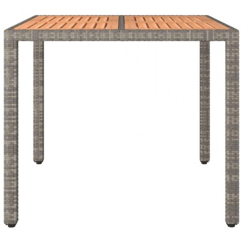 Havebord i polyrattan med bordplade i massivt akacietræ - grå, 90 × 90 cm