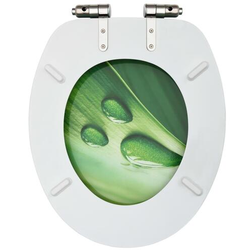Toiletsæder med soft close-låg 2 stk. MDF vanddråbedesign grøn