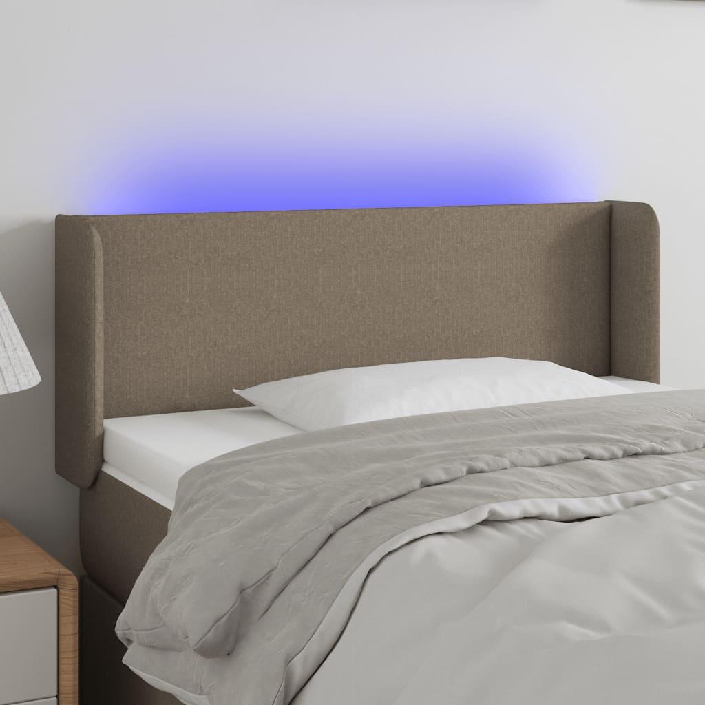 Sengegavl med LED-lys 93x16x78/88 cm stof gråbrun