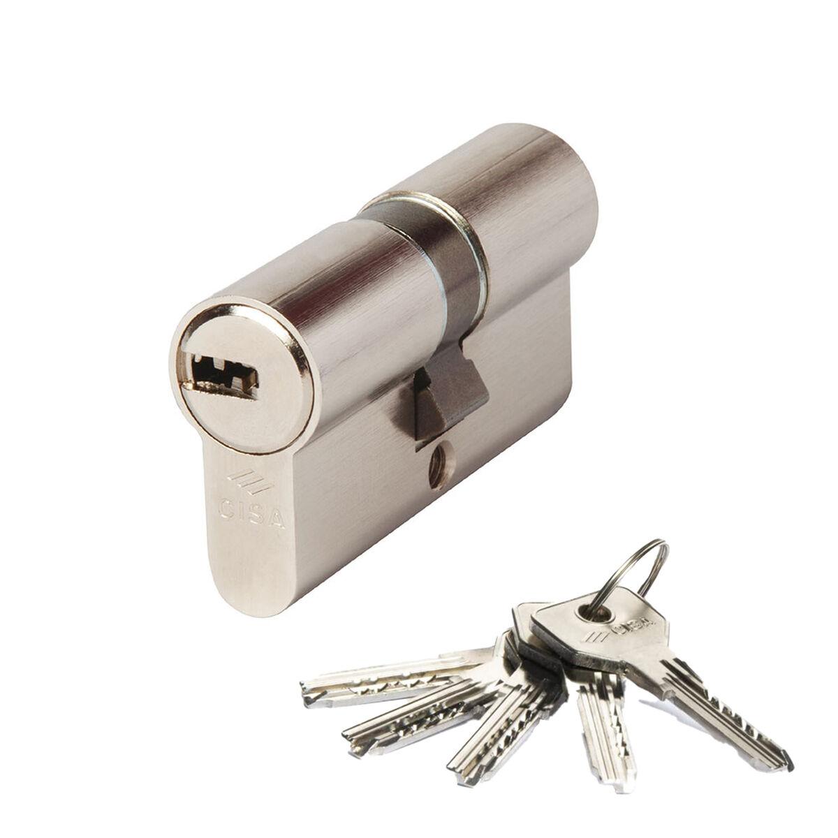Cisa Asix låsecylinder 35 × 35 mm - nikkelbelagt, inkl. 5 nøgler