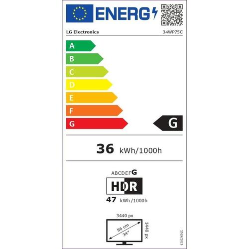 Skærm LG 34WP75C-B.AEU Kurve 34" UltraWide Quad HD LED VA LCD Flicker free