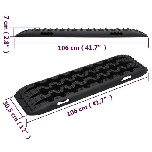 Frikørselsplader 2 stk. 106x30,5x7 cm nylon sort