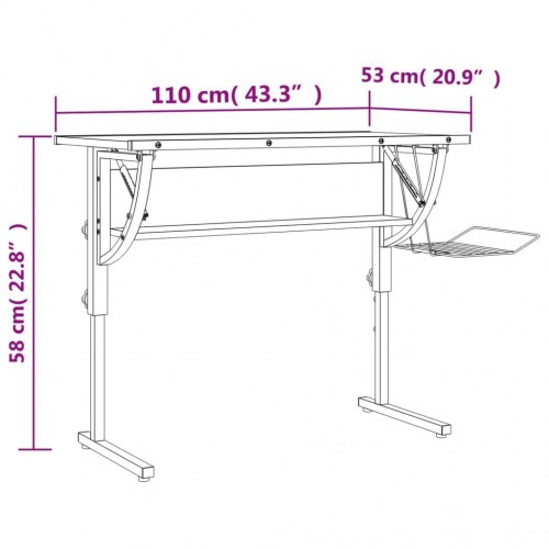 Justerbart skrivebord 110×53×58-87 cm - konstrueret træ/stål, sonoma-eg/grå