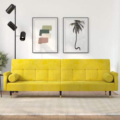 Sovesofa med hynder velour gul