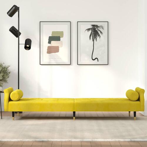 Sovesofa med hynder velour gul