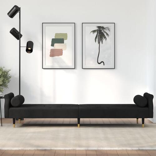 Sovesofa med hynder velour sort