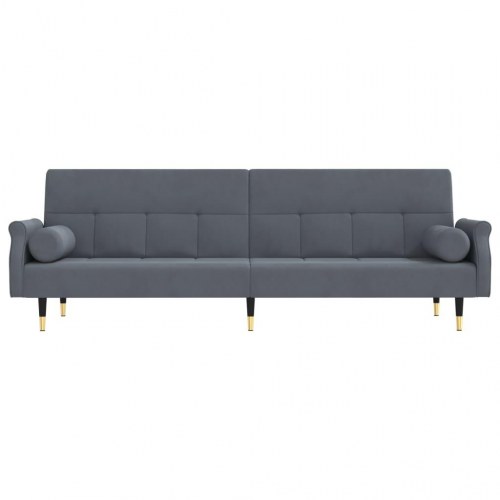 Sovesofa i velour med hynder - mørkegrå, justerbart ryglæn