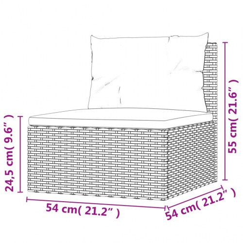 Midtermodul til havesofa med hynder polyrattan sort