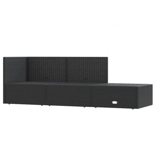 Loungesæt til haven 3 dele med hynder polyrattan sort