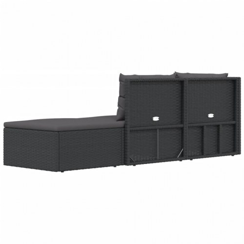 Loungesæt til haven 3 dele med hynder polyrattan sort