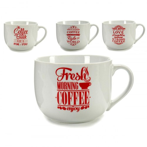 Kaffekop i porcelæn - rød/hvid, 500 ml (24 stk.)
