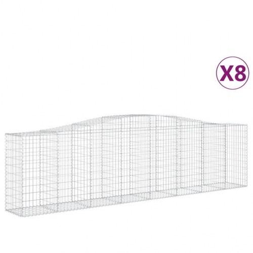 Buede gabionkurve 8 stk. 400x50x100/120 cm galvaniseret jern