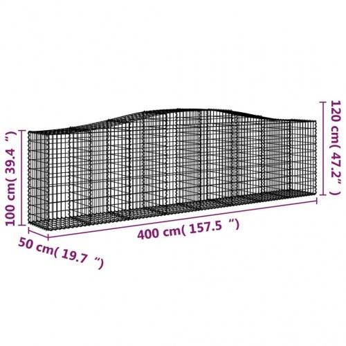 Buede gabionkurve 6 stk. 400x50x100/120 cm galvaniseret jern