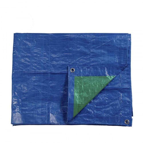 Presenning til camping EDM - blå/grøn, 4 × 6 m, polyethylen, dobbeltsidet