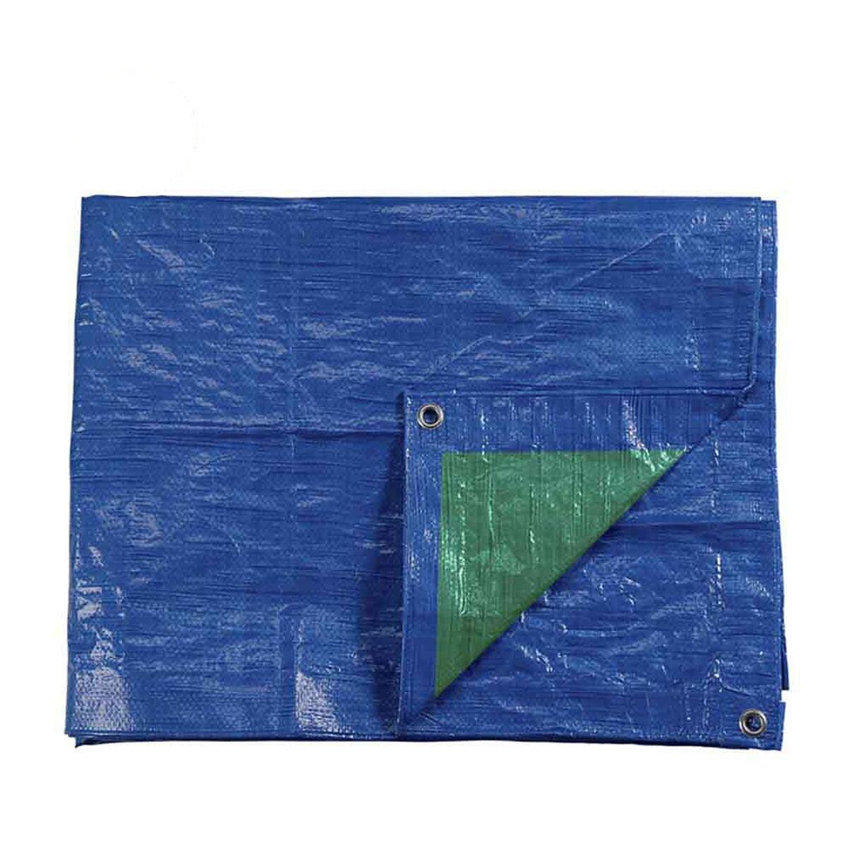 Presenning til camping EDM - blå/grøn, 4 × 6 m, polyethylen, dobbeltsidet