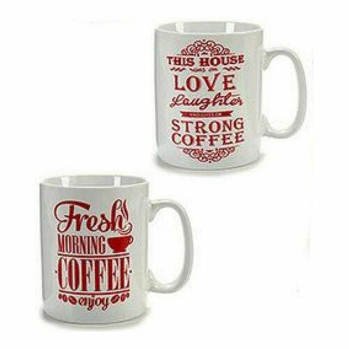 Krus Coffee Porcelæn Rød Hvid 500 ml 24 enheder