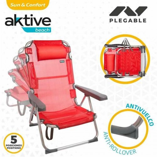 Aktive strandstol Menorca - Rød, 48 × 60 × 90 cm