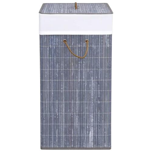 Vasketøjskurv med 2 rum 100 l bambus grå