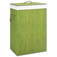 Vasketøjskurv med 2 rum 72 l bambus grøn