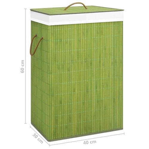 Vasketøjskurv med 2 rum 72 l bambus grøn