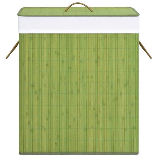 Vasketøjskurv med 2 rum 100 l bambus grøn