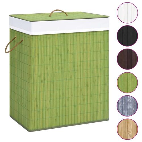 Vasketøjskurv med 1 rum 83 l bambus grøn
