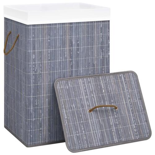 Vasketøjskurv med 1 rum bambus grå