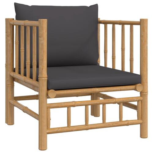Havesofa med mørkegrå hynder bambus
