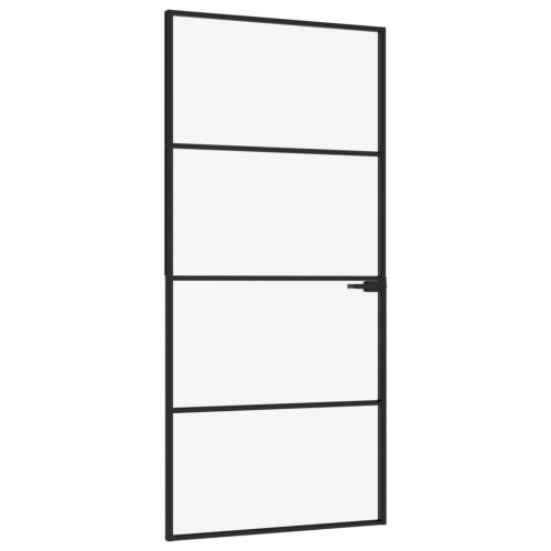 Glasdør 93 × 201,5 cm - hærdet glas og sort aluminium