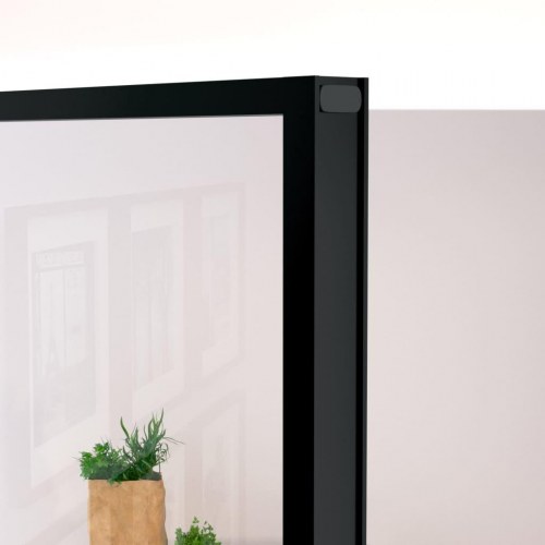 Glasdør 93 × 201,5 cm - hærdet glas og sort aluminium