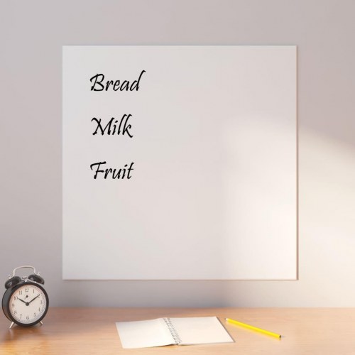 Væghængt magnettavle 60x60 cm hærdet glas hvid