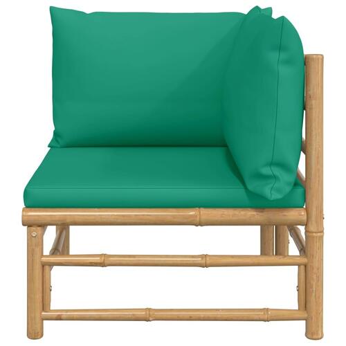 Hjørnemodul til havesofa med grønne hynder bambus