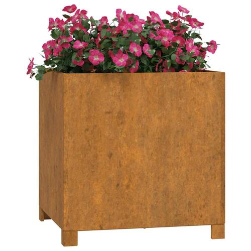 Plantekasser med ben 2 stk. 49x47x50 cm cortenstål rustfarvet